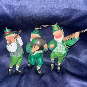 Kurt Adler Irish leprechaun Santa Christmas Ornament Set of 3